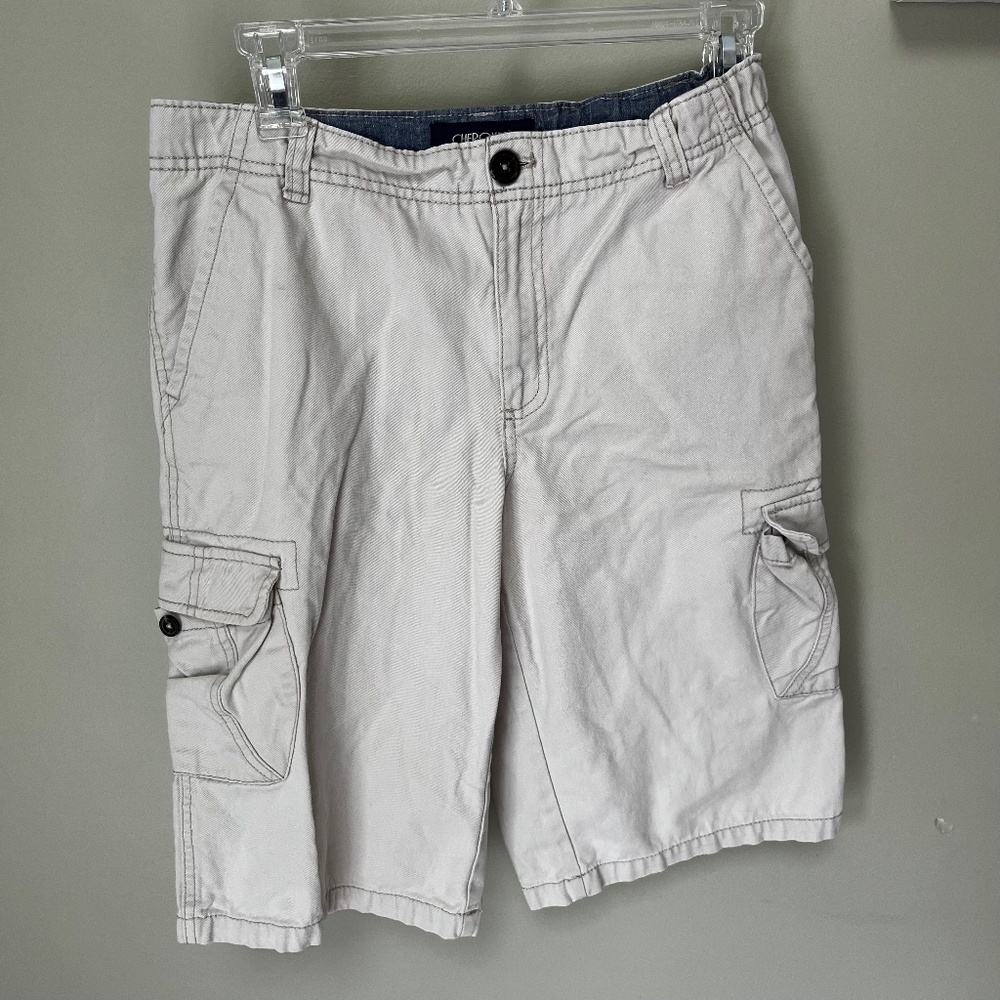Cherokee Adjustable Waist 100% Cotton Cargo Shorts/Boys Size 16/Beige
